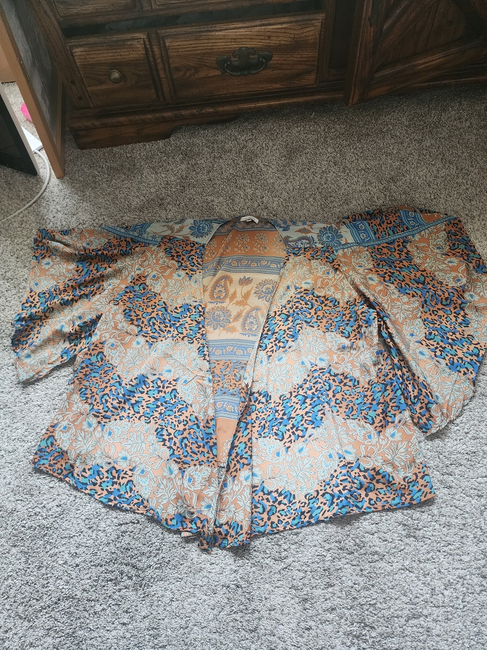Karma Highway Boho Floral Paisley Open Front Kimono | Anthropologie Style - Picture 3 of 4